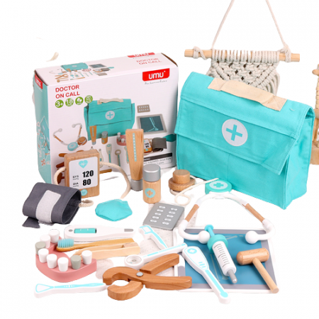 Set scule - Truse doctor copii ( 3 ani +) - Set Accesorii Trusă Doctor Dentist din Lemn - Stomatologia
