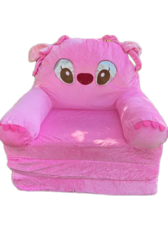 Fotolii din plus - Fotoliu din Plu Extensibil Stitch Angel Roz pentru Copii, 3 Placi, 120 cm