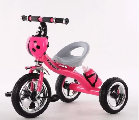 Masinute Biciclete cu si fara pedale - Tricicleta Copii Buburuza Roz cu Pedale, Cos si Bidon Apa 2-5 ani