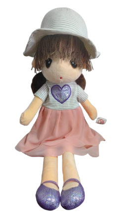 Jucarie de Plus Papusa Kawaii 80 cm cu Palarie si Fustita din Tull Mov [2]