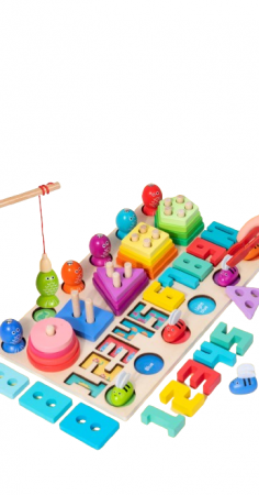 Jocuri educative (3 ani +) - Joc Logaritmic Montessori din Lemn 4 in 1