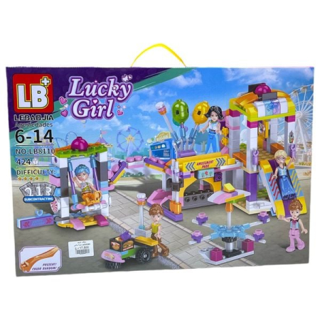 Jucarii - Set Cuburi Constructie Tip LEGO Parc de Distractii cu Personaje – 424 Piese