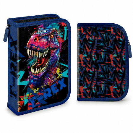 Accesorii de Scoala - Penar Echipat T-Rex, 30 Piese, 1 Fermoar, 2 Ext., Yollo