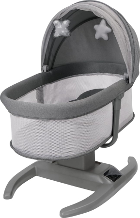 Balansoare /Scaune Bebe - Patut Leagan Electric Mastela Gri Multi-Miscare cu Aplicatie, Muzica si Copertina