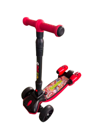 Trotinete - Trotineta 3 Roti LED Abur Bluetooth USB Rosu, 61-81cm, 3-10 Ani