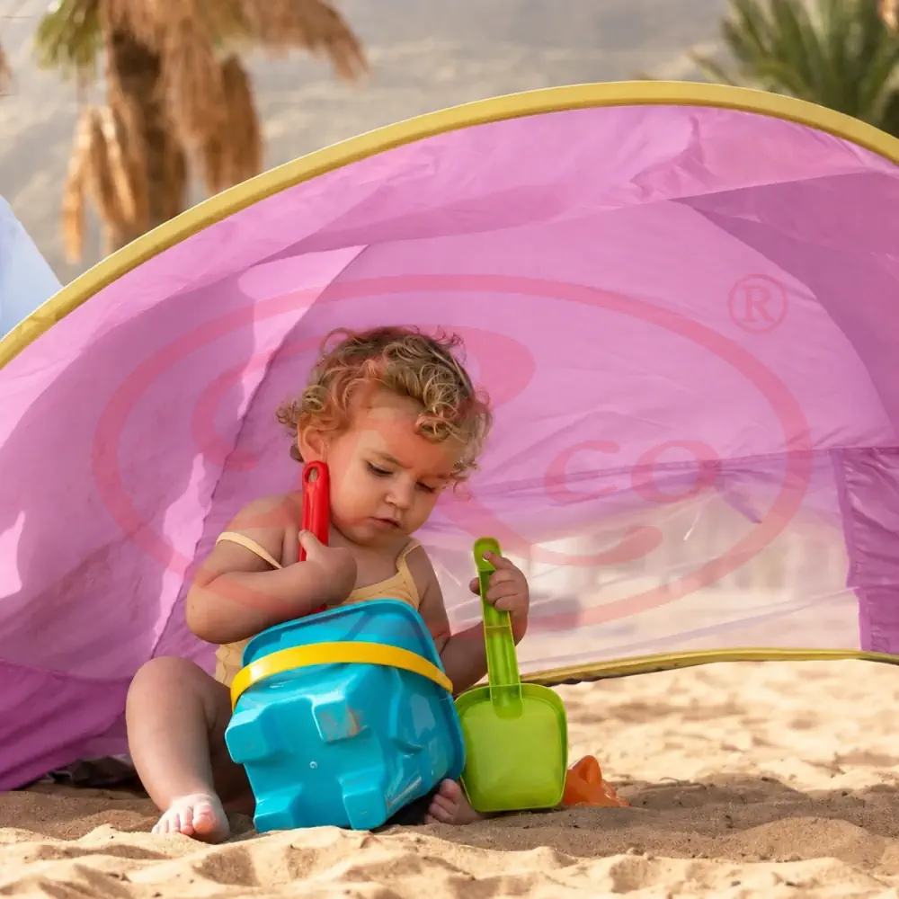 Cort Plaja Copii cu Mini Piscina, Pop-Up, Protectie UV50, Roz [7]