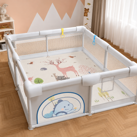 Tarc - Corturi copii ( 6 luni +) - Tarc Joaca Bebelusi Dino 180x150, 60 Bile, Covor Termoizolant