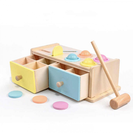 Jocuri educative (3 ani +) - Cutie Multifunctionala Montessori din Lemn pentru Sortarea Culorilor si Formelor