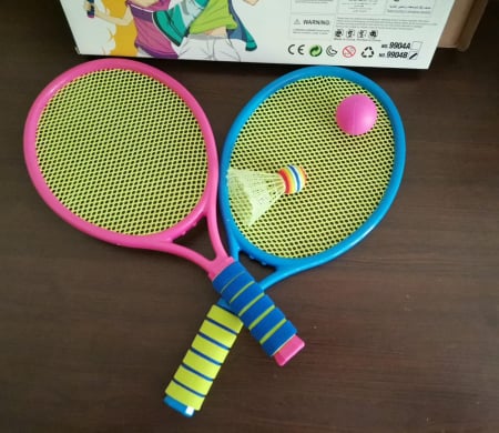 Jucării exterior - Set 2 Palete de Badminton cu fluturas si minge
