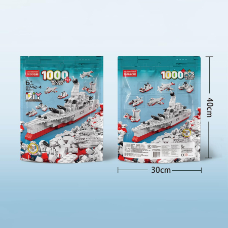 Jucarii - Cuburi Constructie STEM 1000 Piese Ocean Nave 6 in 1 – Set Naval Creativ