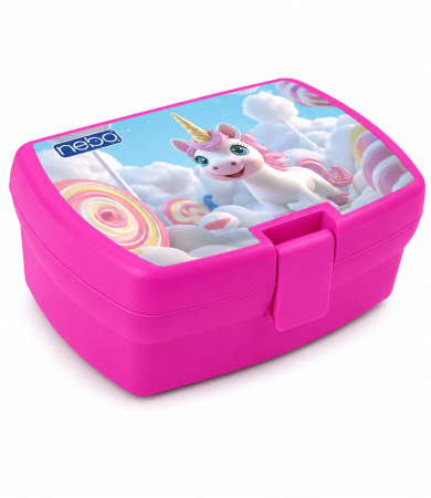 Accesorii de Scoala - Cutie Sandwich Unicorn, Roz, 16,5x14x6,5cm, Nebo