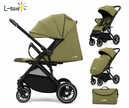 Carucioare sport - Carucior Sport Q1, Maner Reversibil, Pozitie de Somn Kaki
