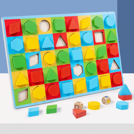 Jocuri educative (3 ani +) - Jucarie Montessori din Lemn pentru Sortarea Formelor si Culorilor