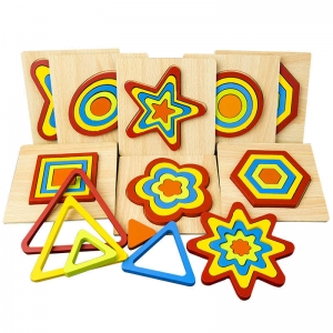 Set 2 Puzzle Lemn 3D Curcubeu Forme