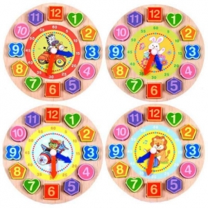 Ceas din lemn 2 in 1 pentru copii -  Ceas lemn cu forme geometrice [1]