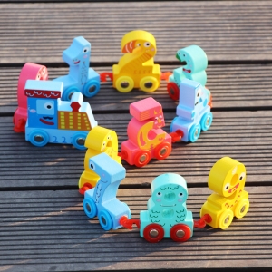 Trenulet din lemn Cifre colorate Cartoon [1]