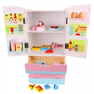Oferte - Frigider Dublu de Lemn pentru Copii cu Accesorii
