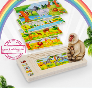 Joc din lemn Puzzle in straturi Onshine Animale [2]