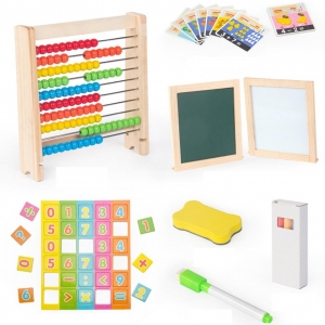 Abac cu Tabla cu 2 Fete din Lemn cu Accesorii 4 in 1 [4]