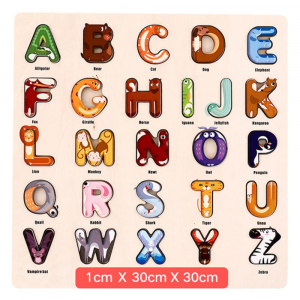 Jocuri educative (3 ani +) - Puzzle lemn incastru Alfabet Animale Onshine