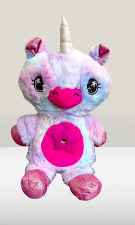 Jucarii din Plus - Mascote din Plus(3 ani +) - Animal de pluș cu proiector de lumină Unicorn curcubeu