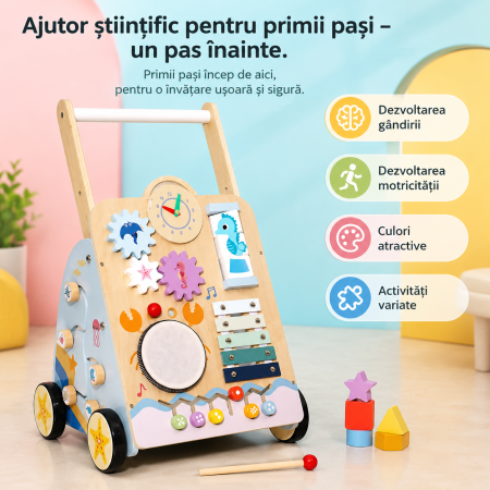 Antemergator din Lemn 8 in 1 cu Activitati Educative [4]