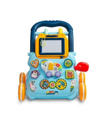 Antepremergator Albastru Bebe cu Tabla de Scris si Jucarii Detasabile [5]