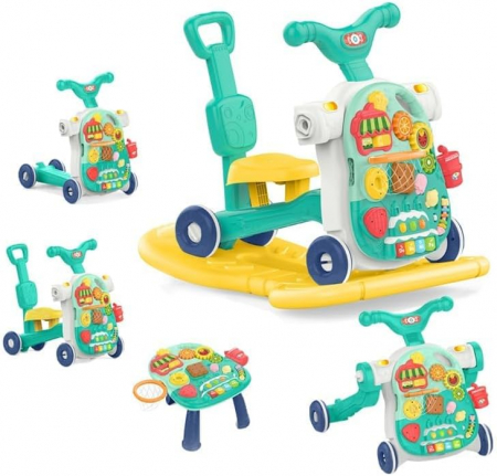 Antepremergator 5 in 1 cu Masa de Activitati Educativa Albastru [2]