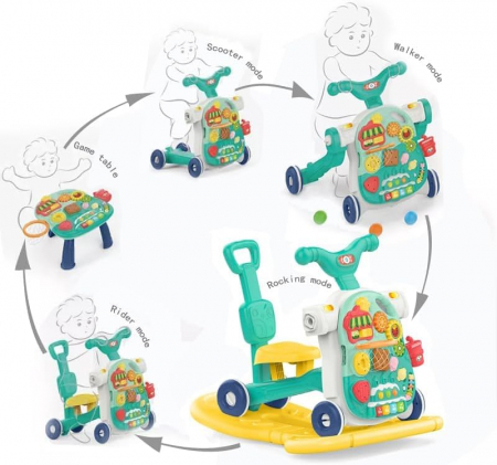Antepremergator 5 in 1 cu Masa de Activitati Educativa Albastru [1]