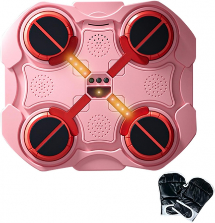 Jucării exterior - Aparat de Box Muzical cu LED Tactil Roz – Fitness Interactiv pentru Acasa, Birou sau Sala