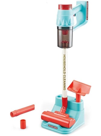 Bucatarii  de Jucarie(3 Ani+) - Aspirator Vertical de Jucarie pentru Copii– Albastru si Rosu Lumini, Sunet Realist