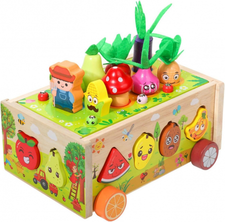 Masinute si Trenulete (3 ani+) - Jucarie Montessori 3 in 1 – Sortator, Pescuit & Forme Colorate