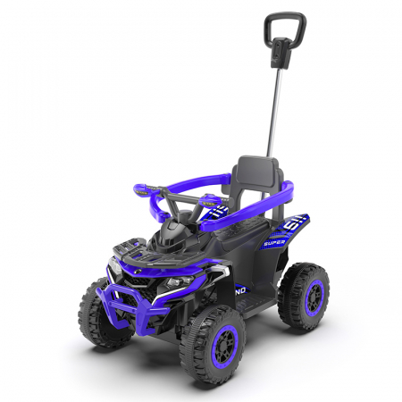 Masinute Biciclete cu si fara pedale - ATV electric 6 V cu maner de impins si telecomanda Albastru– muzica, lumini