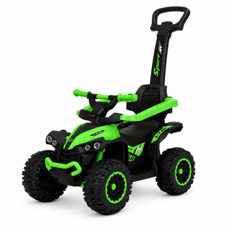 Masinute Biciclete cu si fara pedale - ATV Ride-On Copii Verde, Maner Impins  Muzica  Lumini, 2-4 Ani