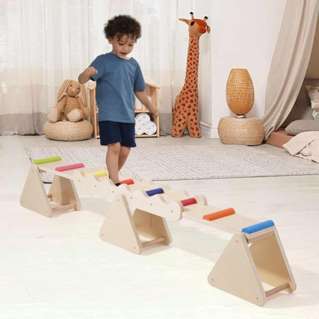 Balansoar din Lemn Multifunctional, Bara de Echilibru 2in1 [3]