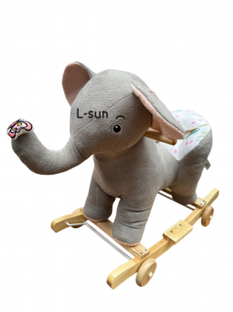 Balansoare /Scaune Bebe - Balansoar Elefant 2 in 1 pentru Copii – Spatar, Centura, Muzica si Roti din Plus