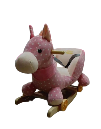 Balansoare /Scaune Bebe - Balansoar Muzical Calut Roz 2 in 1Rocker si Ride-On cu Melodii