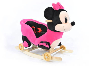Balansoare /Scaune Bebe - Balansoar muzical din plus Minnie Mouse Roz 2 in 1