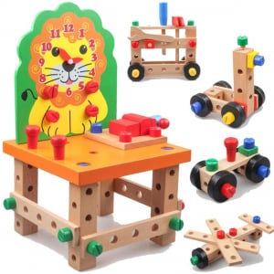 Banc lucru lemn Scaun cu ceas Leu Ansambleaza scaunelul [1]