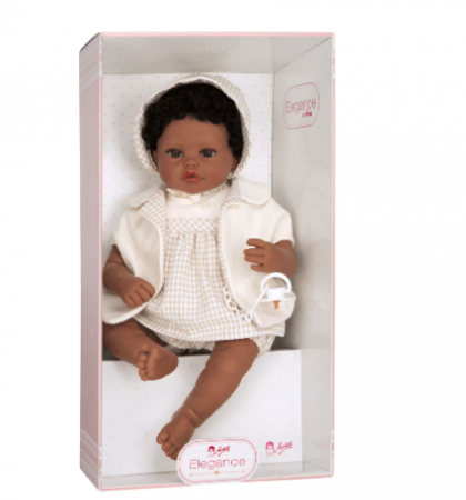 Papusi -Casute- Masute infrumusetare ( 3 ani +) - Papusa Saira mulatra Reborn bebe de Arias, miros de vanilie, 45 cm, muzicala