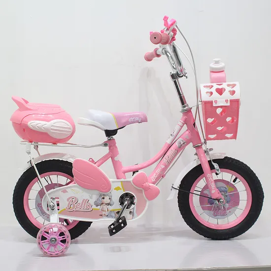 Masinute Biciclete cu si fara pedale - Bicicleta Copii 12 Inch cu Roti Ajutatoare Frana de Mana Cos & Portbagaj Roz