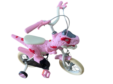 Bicicleta Copii Dinozaur T-Rex 3D Roz, 12 Inch, Roti Ajutatoare [3]