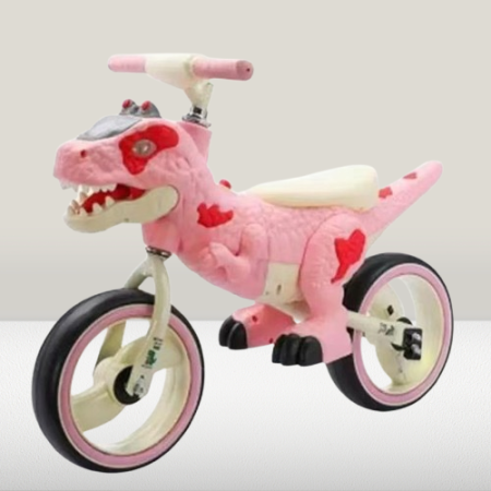 Masinute Biciclete cu si fara pedale - Bicicleta de Echilibru Copii Dinozaur Roz cu Muzica si Lumini, 2–6 ani