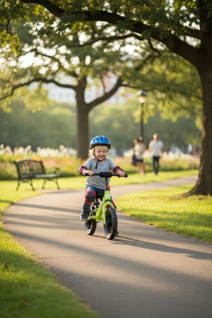 Bicicleta de Echilibru, Fara Pedale, Roti Cauciuc 14 Inch, Sa si Ghidon Reglabile Verde [1]