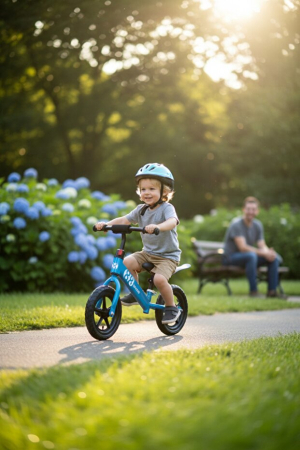 Bicicleta de Echilibru, Fara Pedale, Roti Cauciuc 14 Inch, Sa si Ghidon Reglabile Albastru [1]