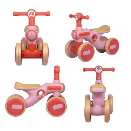 Bicicleta Echilibru Copii Ride-On Roz cu Lumini si Muzica, 4 Roti [1]