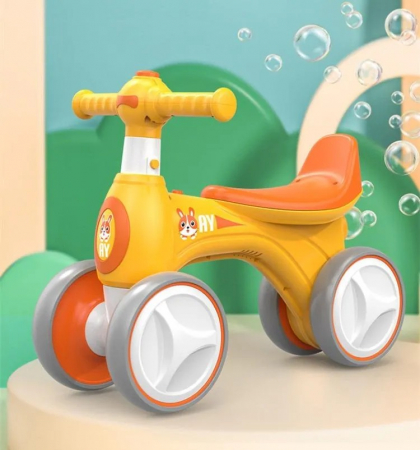 Masinute Biciclete cu si fara pedale - Bicicleta Fara Pedale cu Lumina, Muzica & Baloane de Sapun Galbena