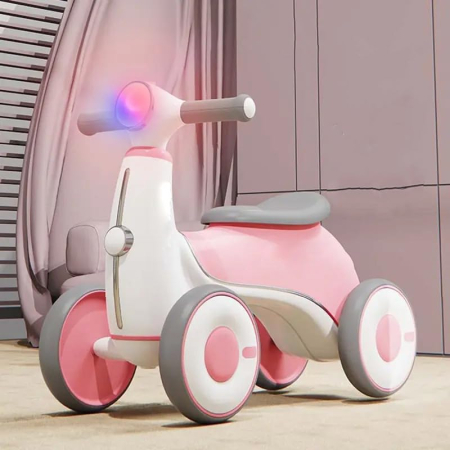Masinute Biciclete cu si fara pedale - Bicicleta Roz de Echilibru Copii 4 Roti cu Lumini si Muzica, Ride-On