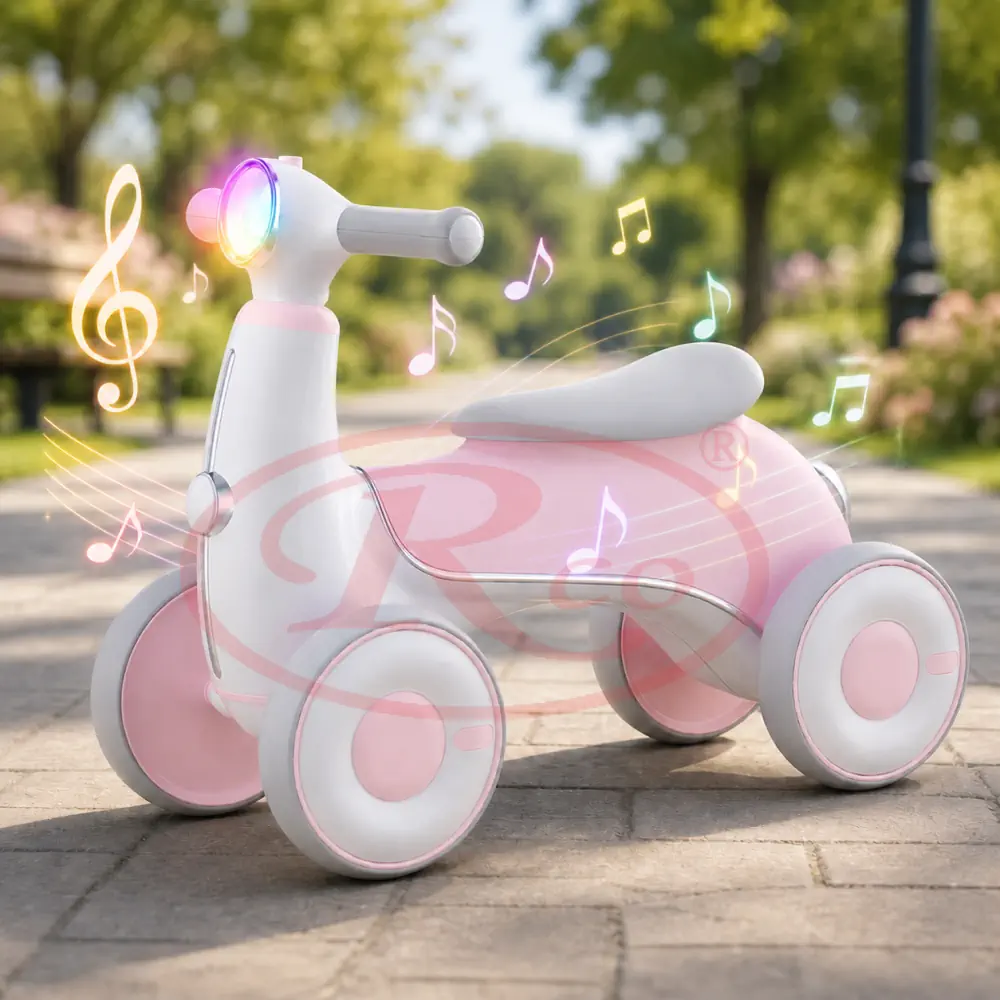 Bicicleta Roz de Echilibru Copii 4 Roti cu Lumini si Muzica, Ride-On [2]