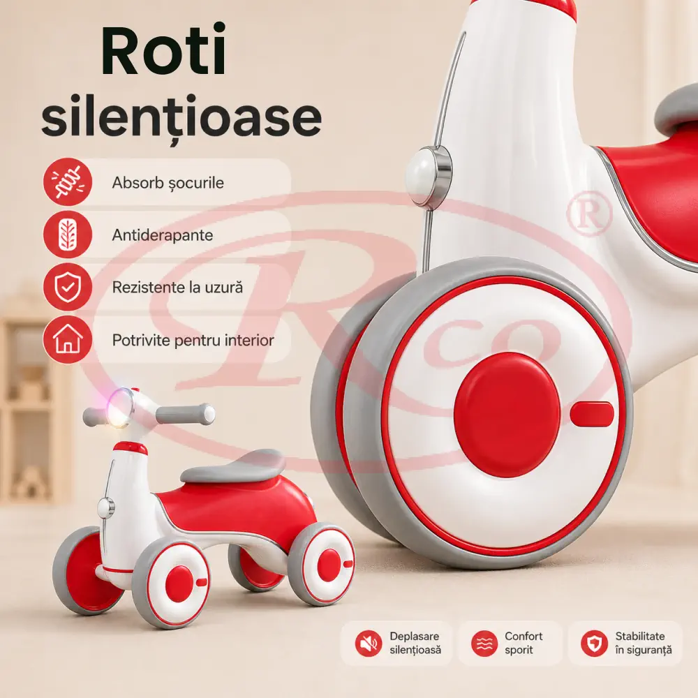 Bicicleta Rosie de Echilibru Copii 4 Roti cu Lumini si Muzica, Ride-On [4]